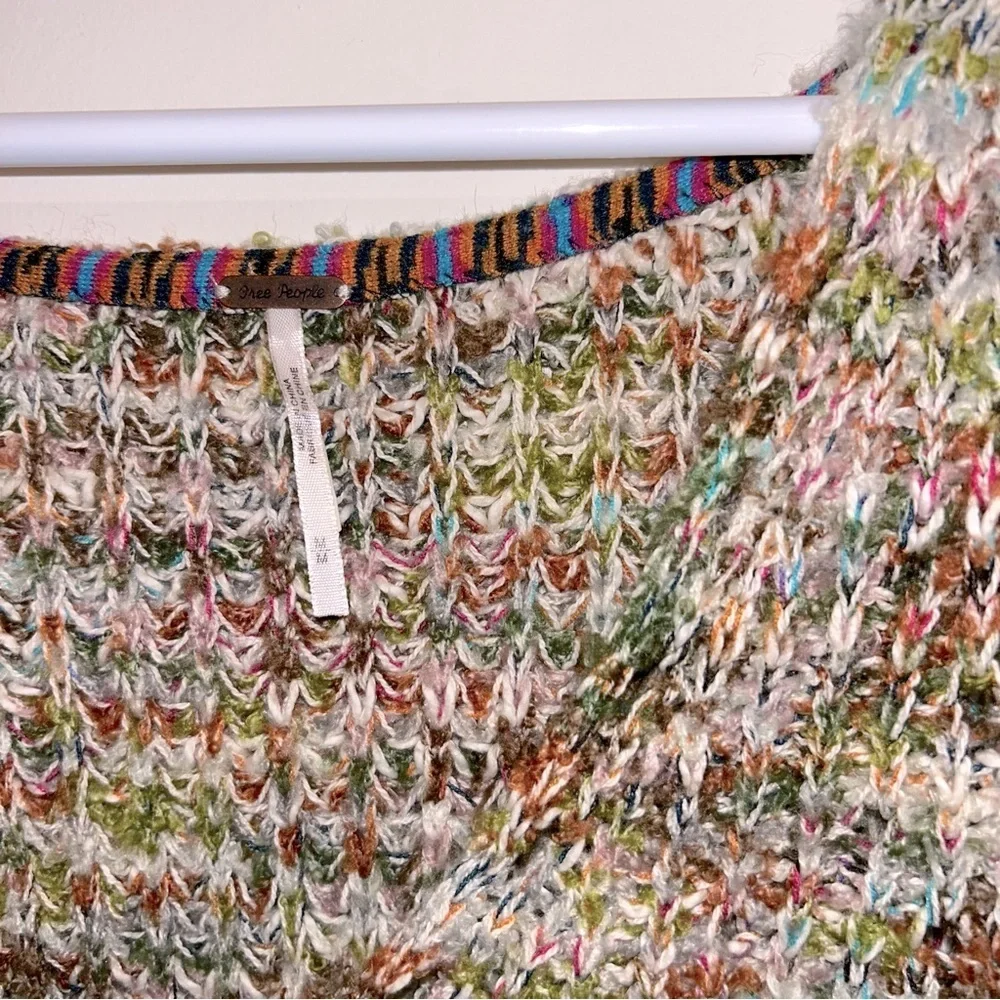 Free People Multi Color Knit Highland V-Neck Sweater in Mendocino Combo